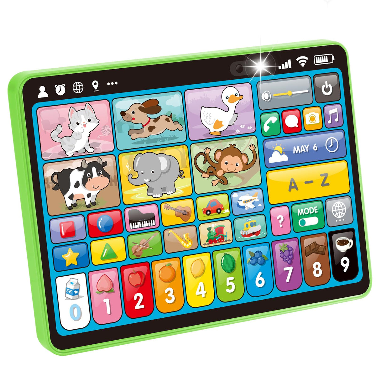Hahaland tablet showing animals to boost early vocabulary during play.