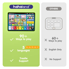 Hahaland tablet illustrating colors to encourage color identification.