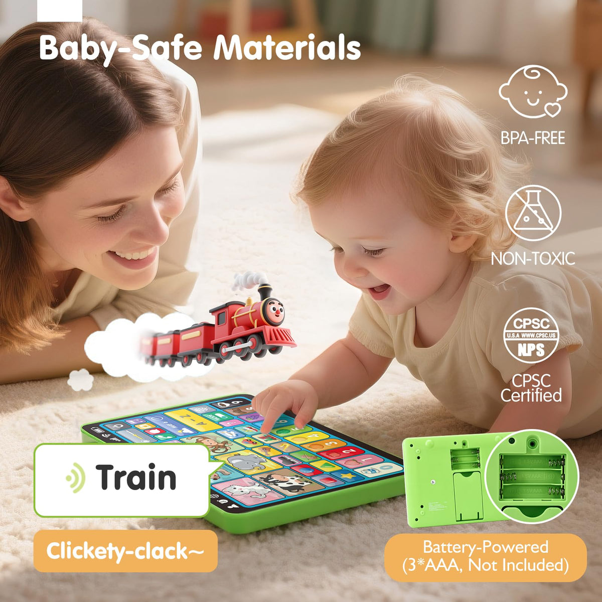 Hahaland durable-build tablet emphasizing safe, portable design for toddlers.