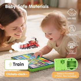 Hahaland durable-build tablet emphasizing safe, portable design for toddlers.