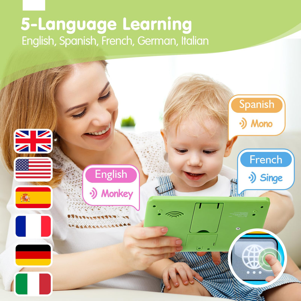 Hahaland tablet highlighting letters for early reading readiness.