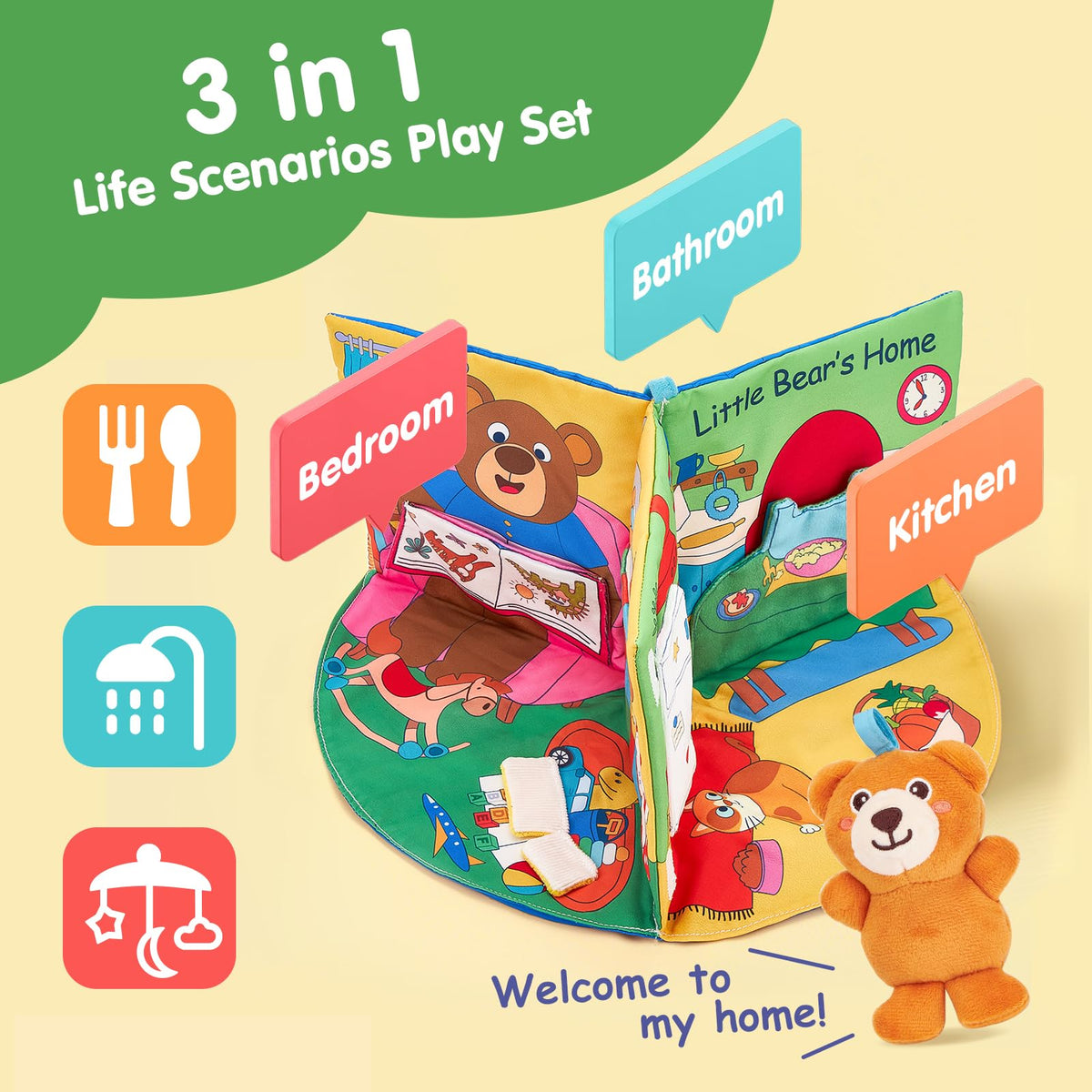 Hahaland bathroom scene features squeaks and crinkles for sensory fun
