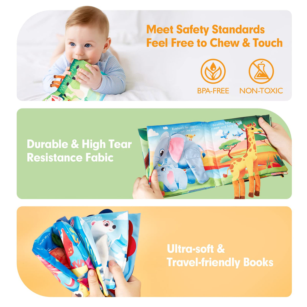 Hahaland peekaboo design page engages baby’s visual tracking during playtime.