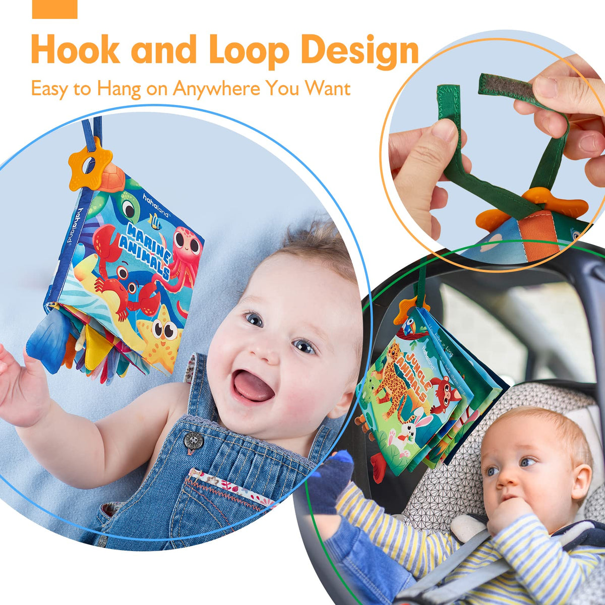 Hahaland silicone star teether provides gum massage during teething.