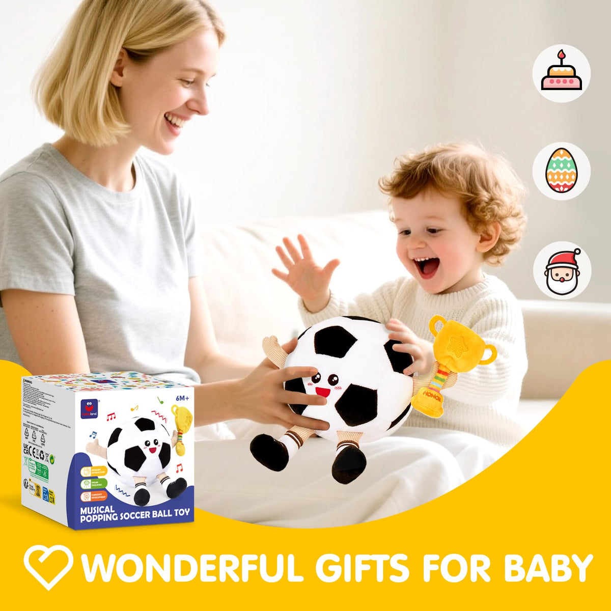 hahaland baby bouncing toy supports motor exploration during tummy time.