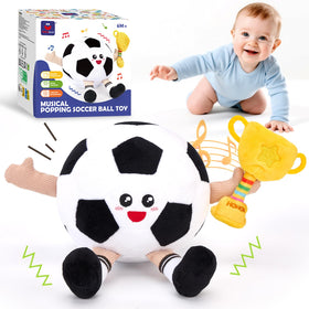 hahaland baby crawling plush toy in a dancing pose for early mobility and joy.