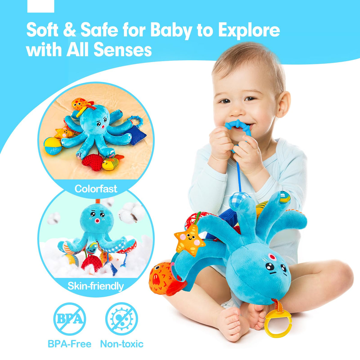Hahaland baby gym hanging toy offers on-the-go entertainment.