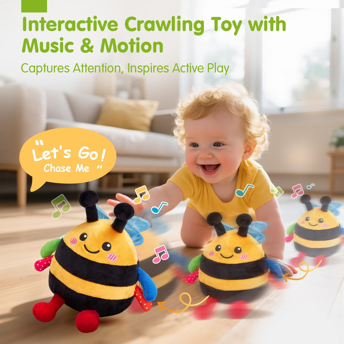 Hahaland bee toy in music mode engages baby with cheerful tunes