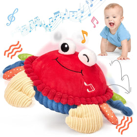 Hahaland bouncing crab toy for babies to encourage crawling and musical play.