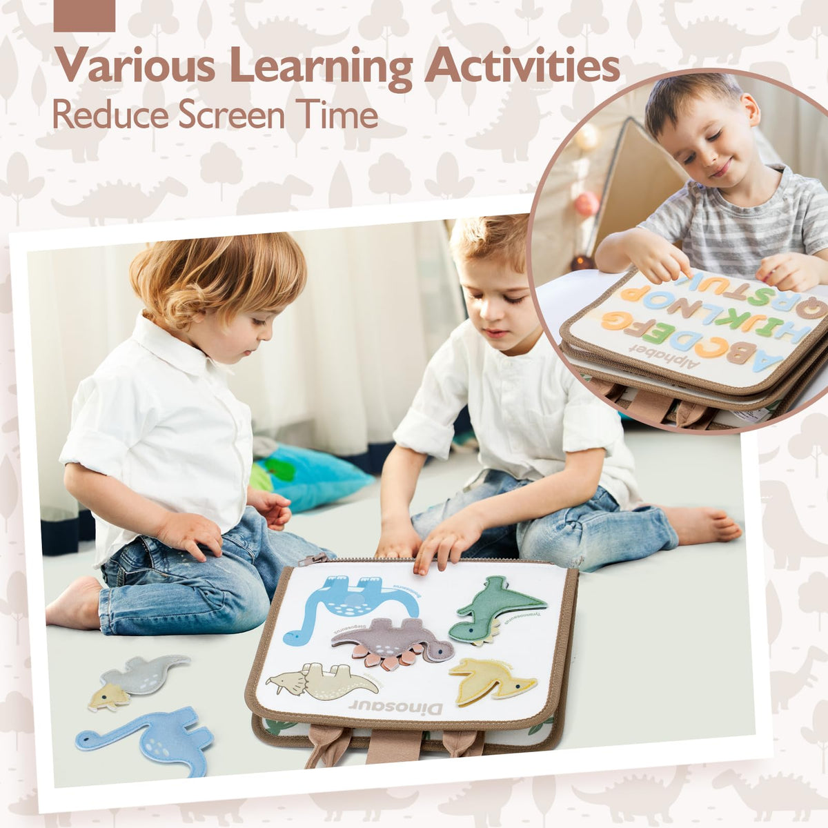 Hahaland Busy Board alphabet page encourages early literacy with tactile letters