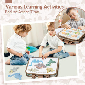 Hahaland Busy Board alphabet page encourages early literacy with tactile letters