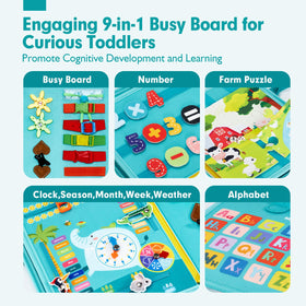 Hahaland Busy Board alphabet and numbers fosters recognition and cognitive skills during playtime.