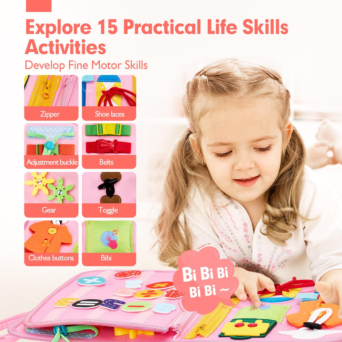hahaland Busy Board-buckling for practical life skills and concentration