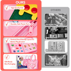 Hahaland Busy Board buttons and zippers offer practical dressing practice and sensory exploration.