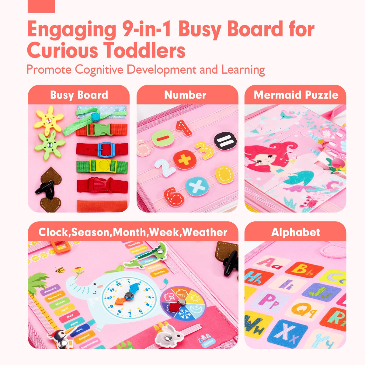 hahaland Busy Board-buttons develop hand-eye coordination and fastening skills