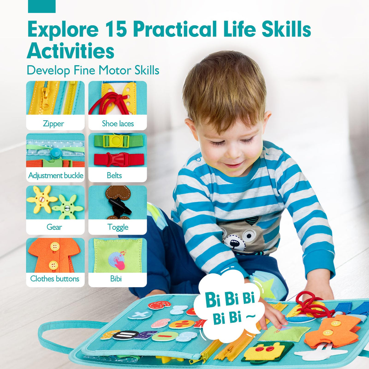 Hahaland Busy Board dressing skills section boosts independence and practical life practice.