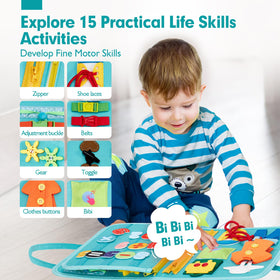 Hahaland Busy Board dressing skills section boosts independence and practical life practice.