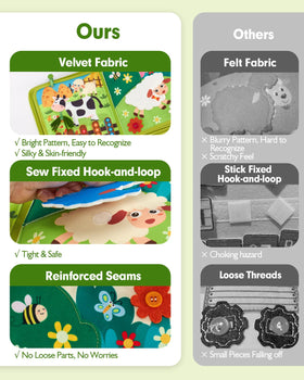 Hahaland Busy Board Farm animals icons for naming and storytelling play.