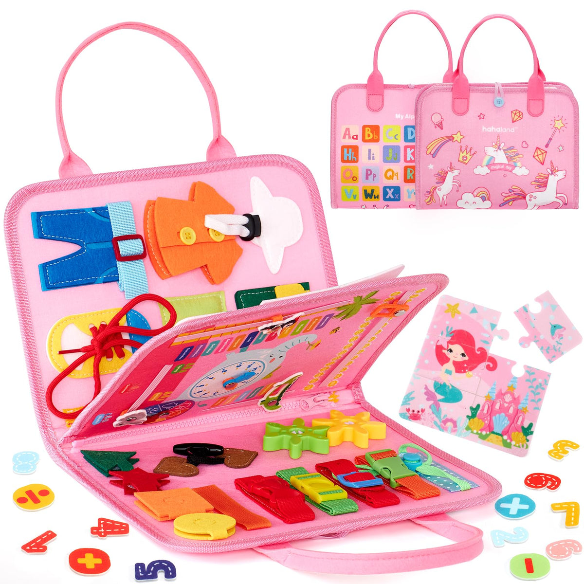 hahaland Busy Board-mermaid-puzzle blends storytelling with fine motor tasks