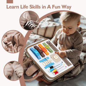 Hahaland Busy Board shapes section promotes shape recognition through hands-on practice
