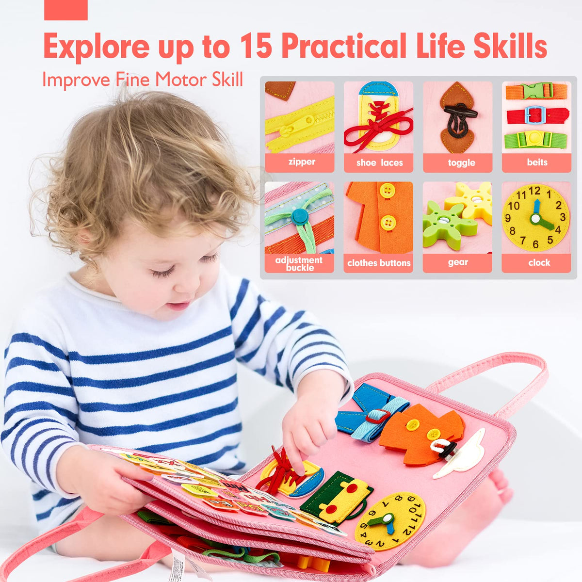 Hahaland Busy Board shapes and colors boost visual discrimination and cognitive engagement.
