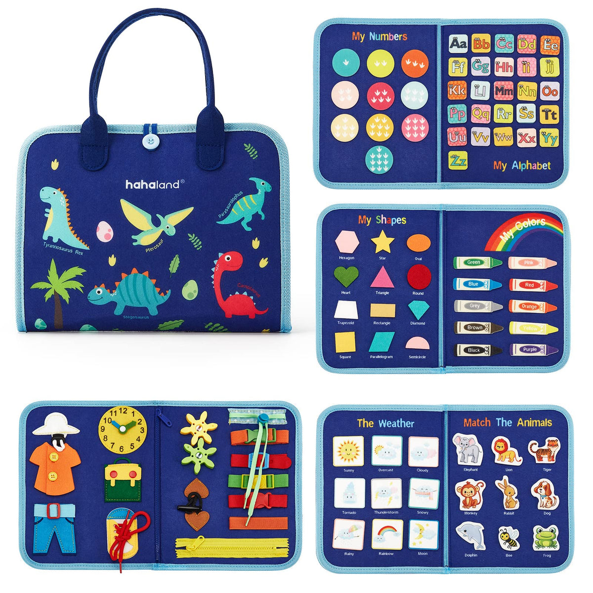 hahaland Busy Board soft felt material ensures gentle, durable play.