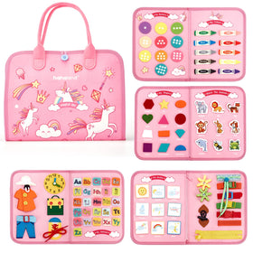 Hahaland Busy Board cognitive sort and match activities support problem-solving during play.