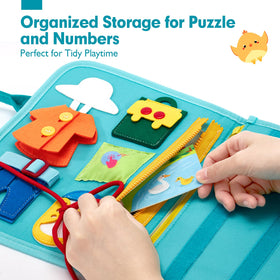 Hahaland Busy Board portable travel-friendly design is ideal for on-the-go learning sessions.