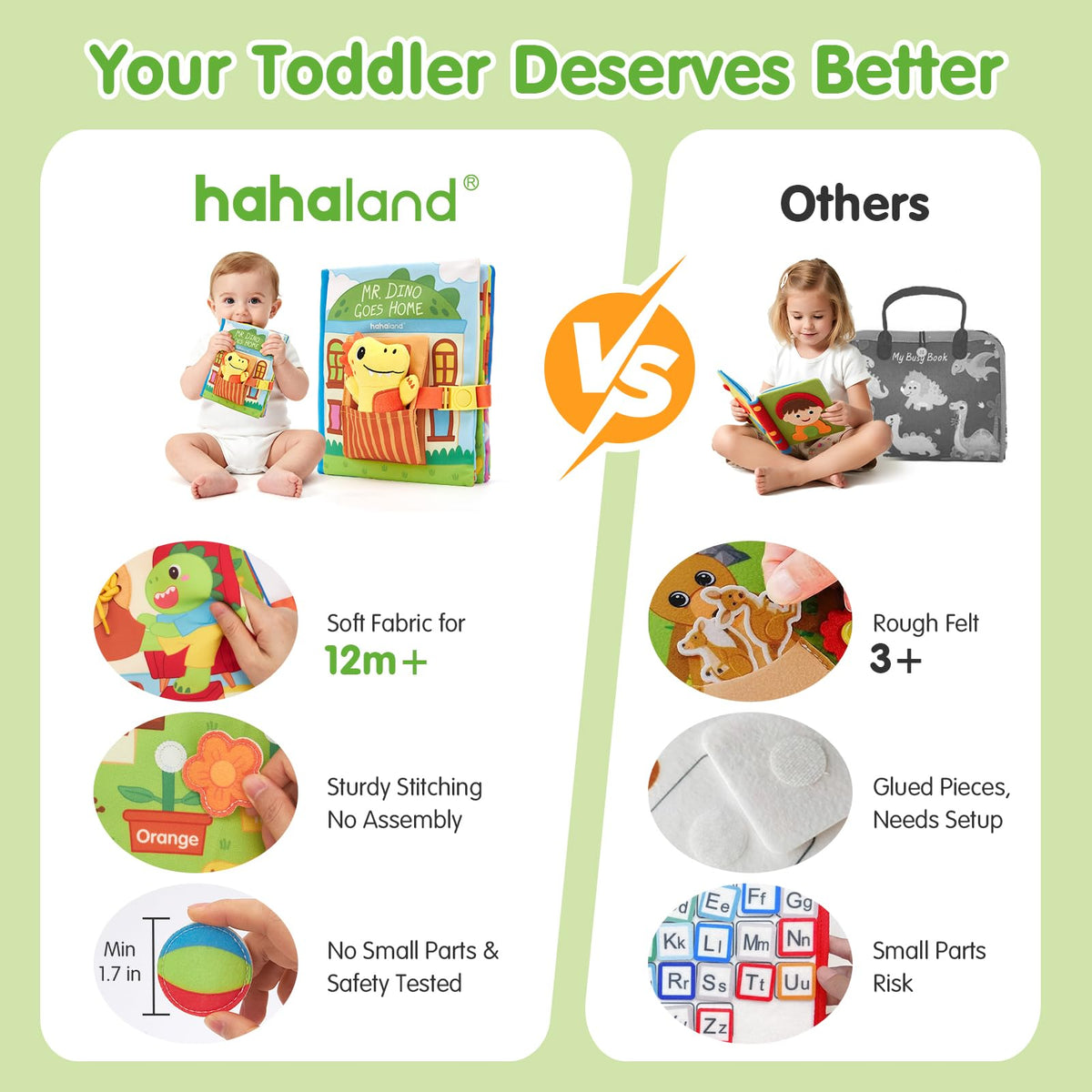 Hahaland Busy Book caterpillar threading offers soothing sensory play.