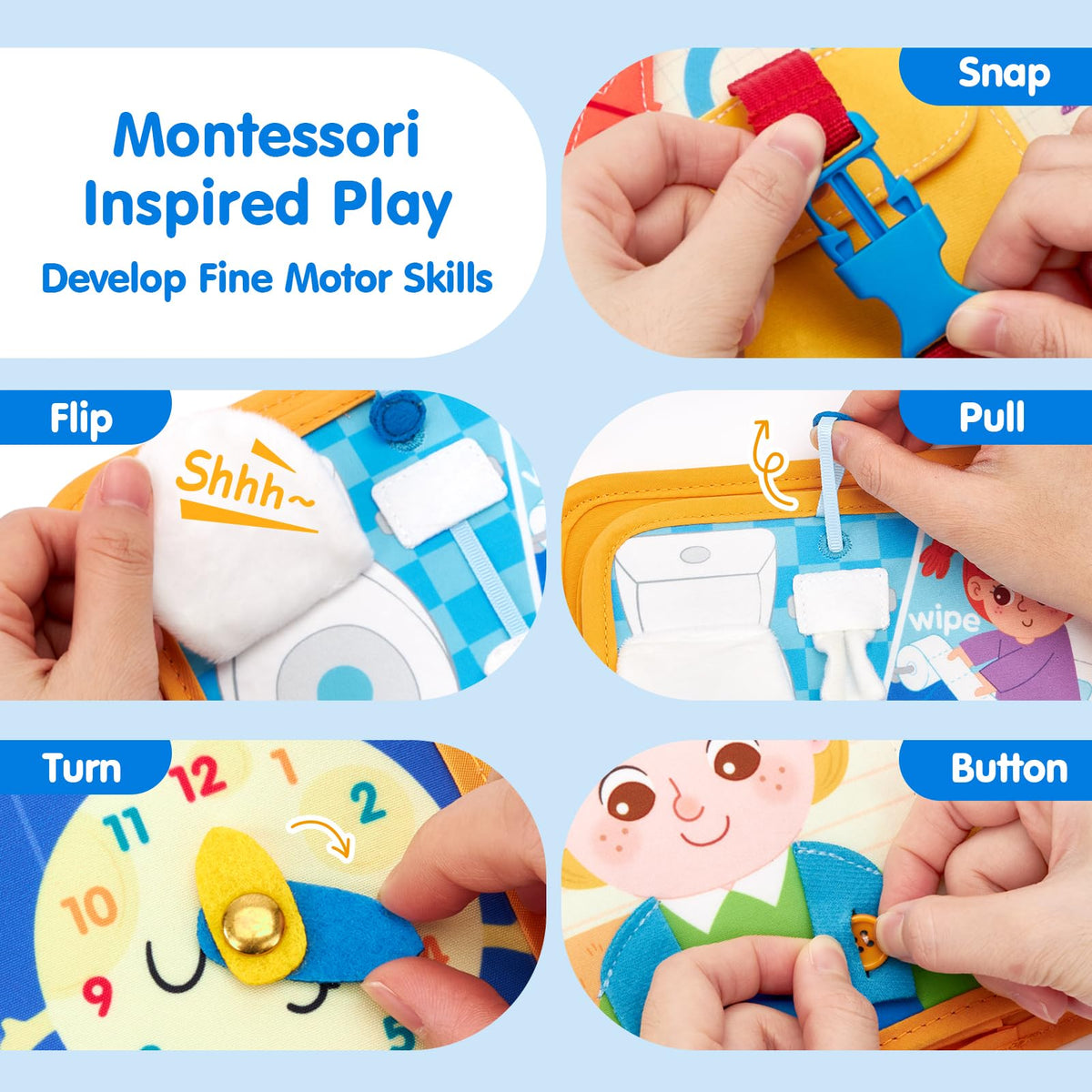 Hahaland Busy Book counting pieces promote early numeracy through play.