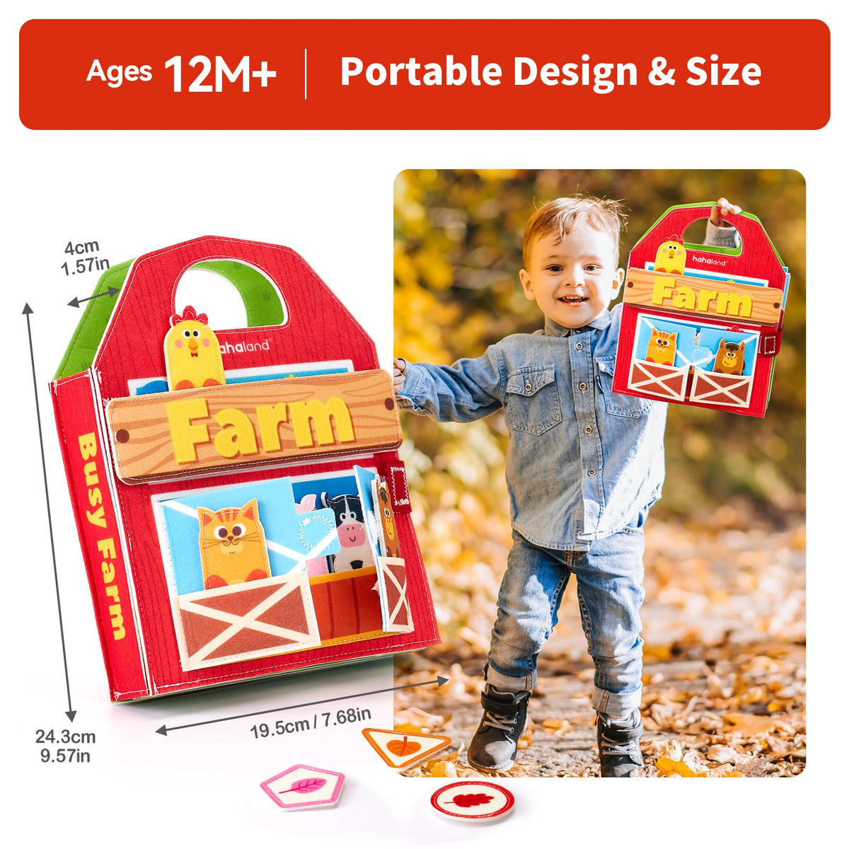 Hahaland Busy Book tactile felt pages offer sensory exploration for toddlers