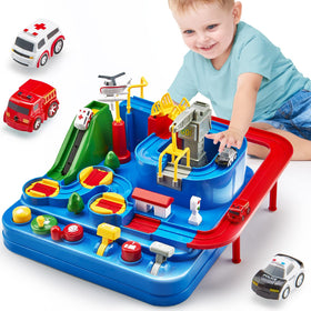 Hahaland car-track emergency-vehicle playset supports imaginative racing and motor skills
