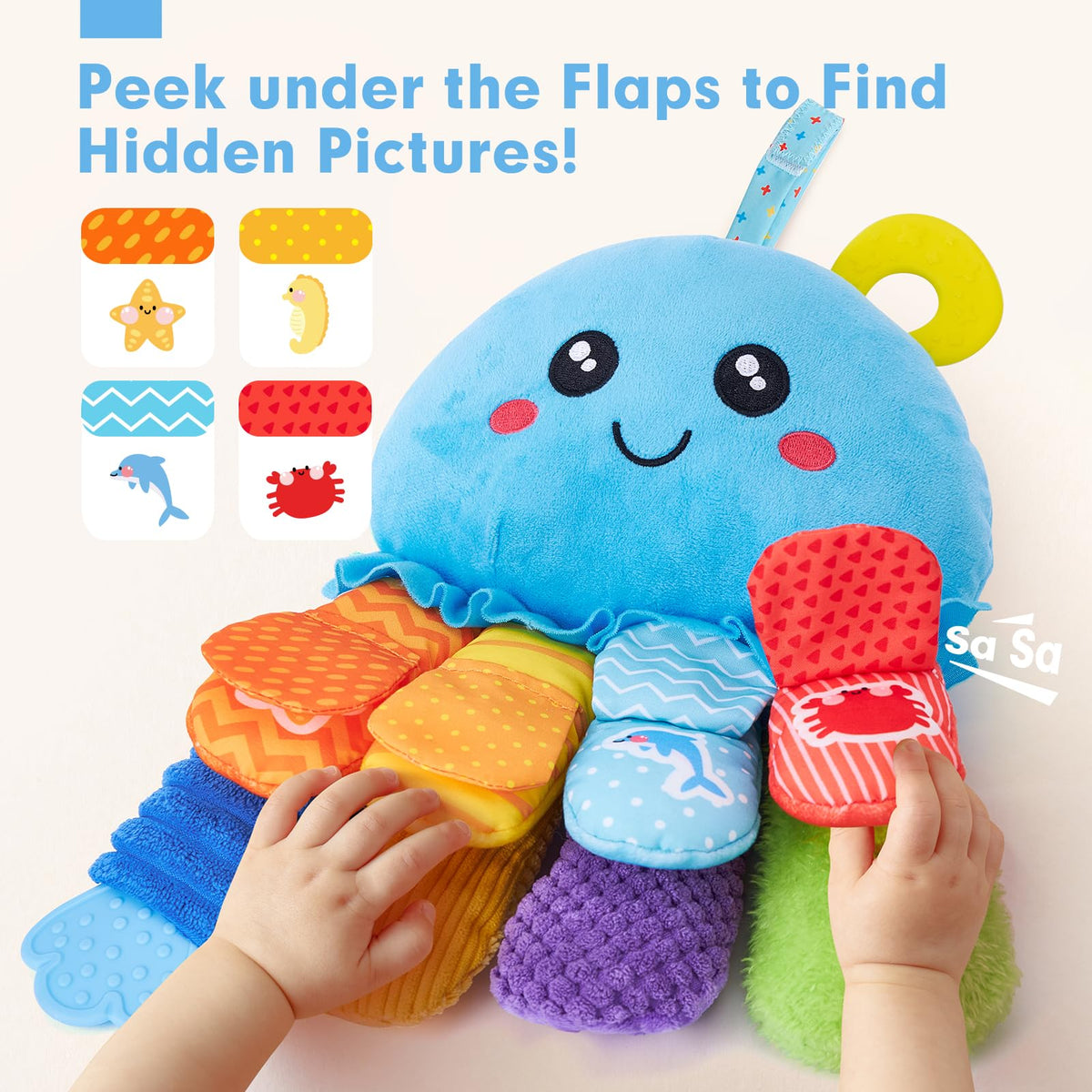 hahaland Crinkle sea-creature flaps for peek-a-boo and tactile learning.