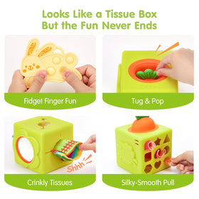 Hahaland crinkle tissues offer satisfying textures and gentle sounds during play.