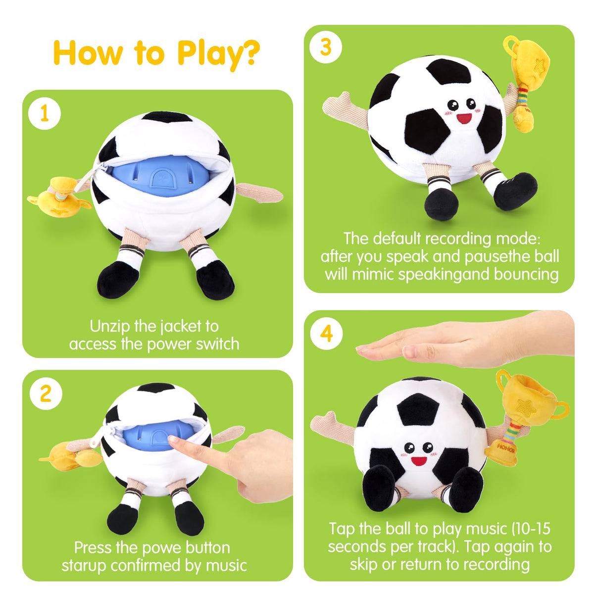 hahaland cute plush soccer design grabs attention during early play sessions.