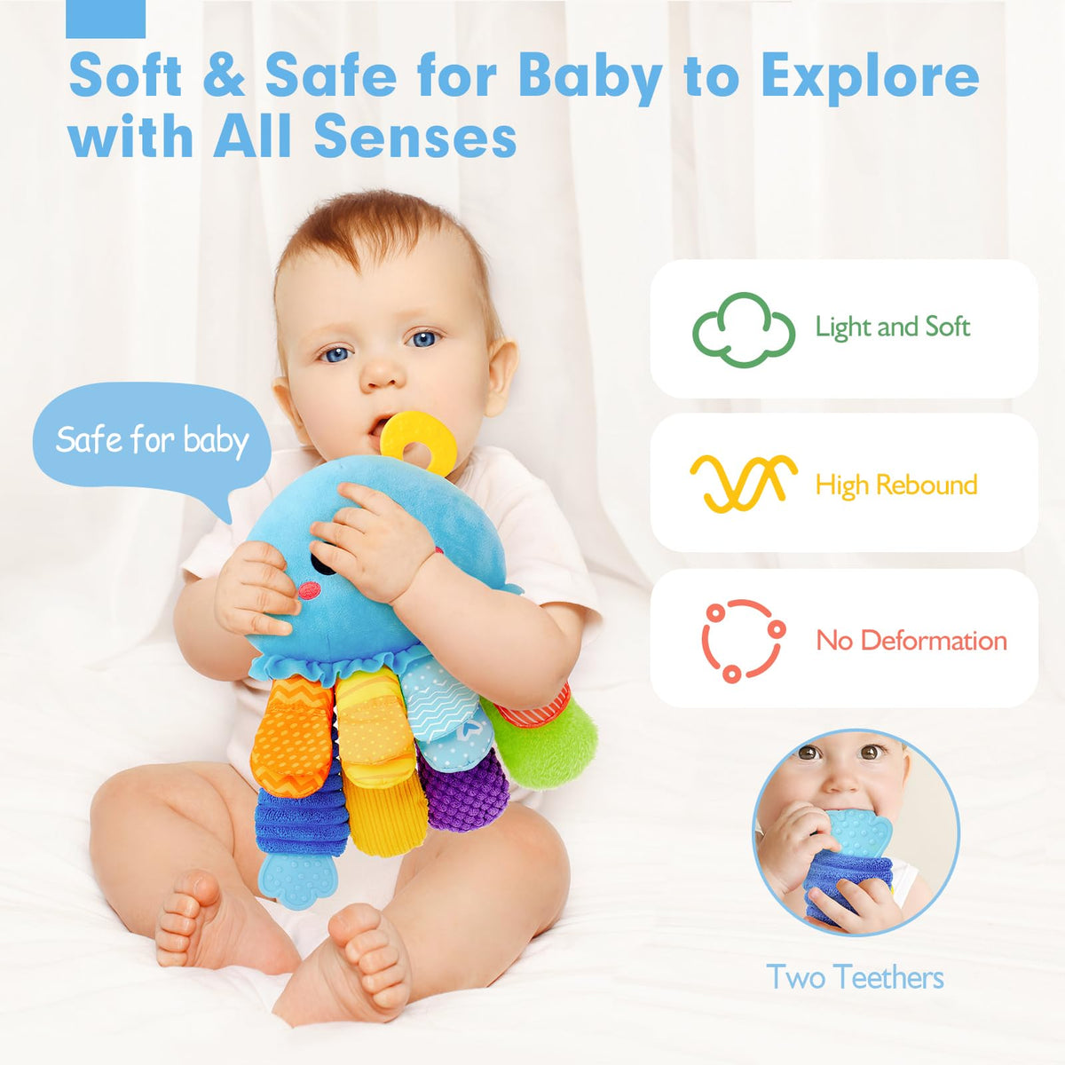 hahaland Dual teether system offers two textures for gum comfort.