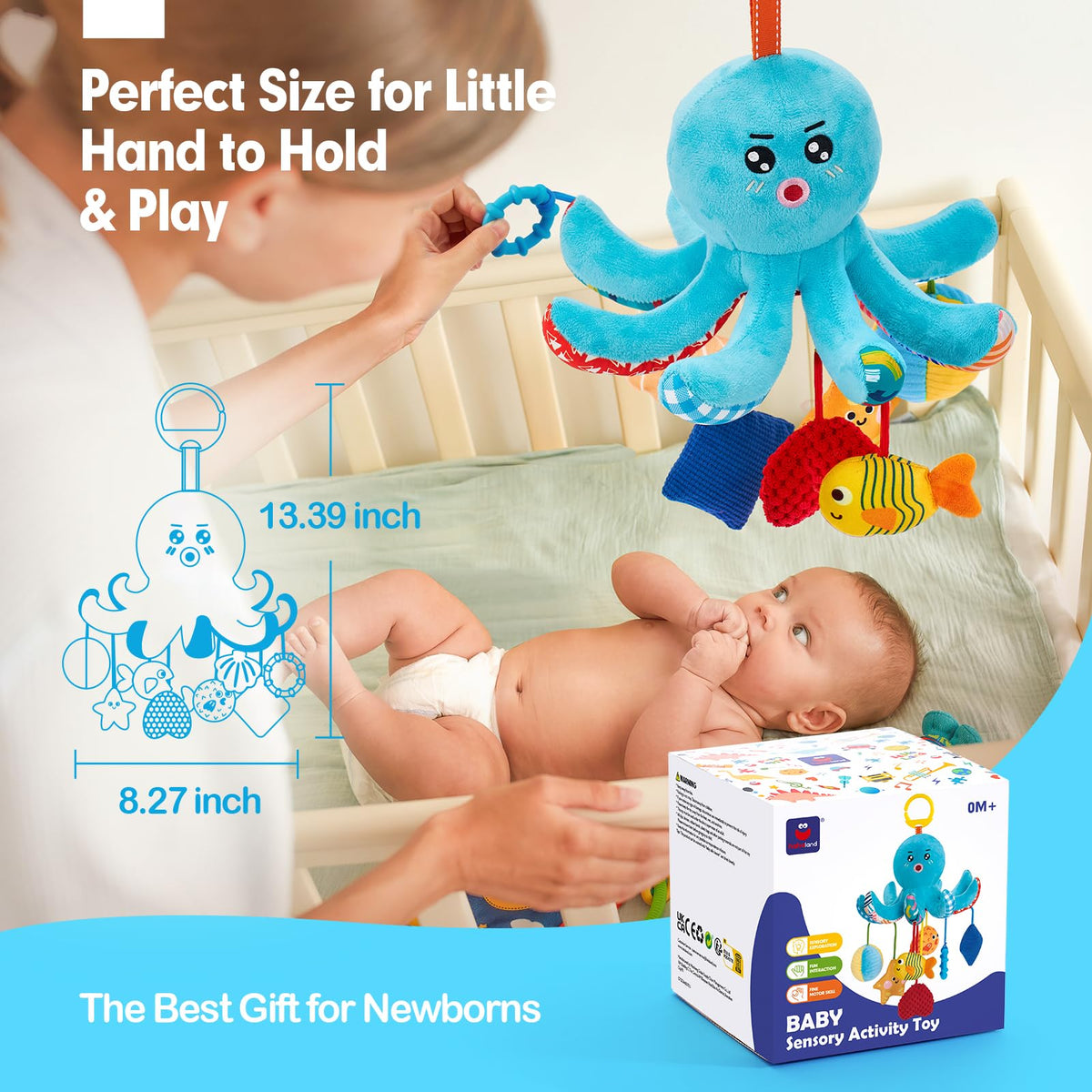Hahaland octopus teether provides safe chewing while exploring.
