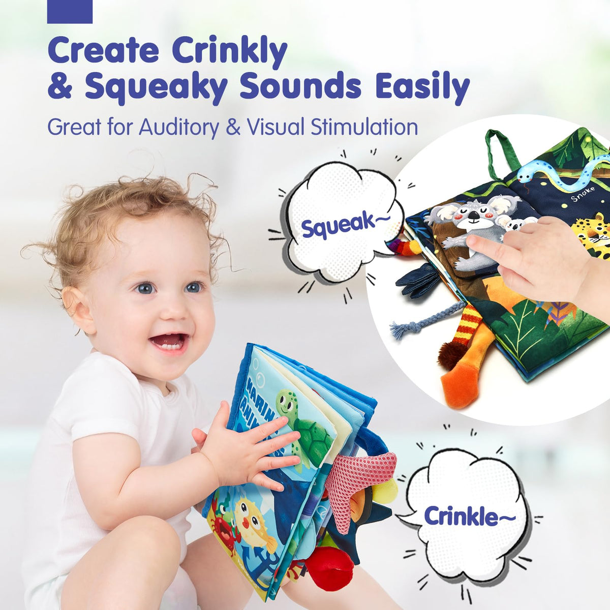 Hahaland interactive storytime: crinkly pages invite touch and language learning.