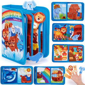 hahaland Noah's Ark busy book cover with colorful animal illustration for toddlers