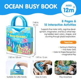 Hahaland Ocean Busy Book soft felt construction offers durable toddler-friendly textures