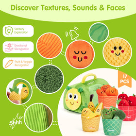 Hahaland peel-squeeze-crinkle-fruits invite tactile exploration and cause-and-effect play.