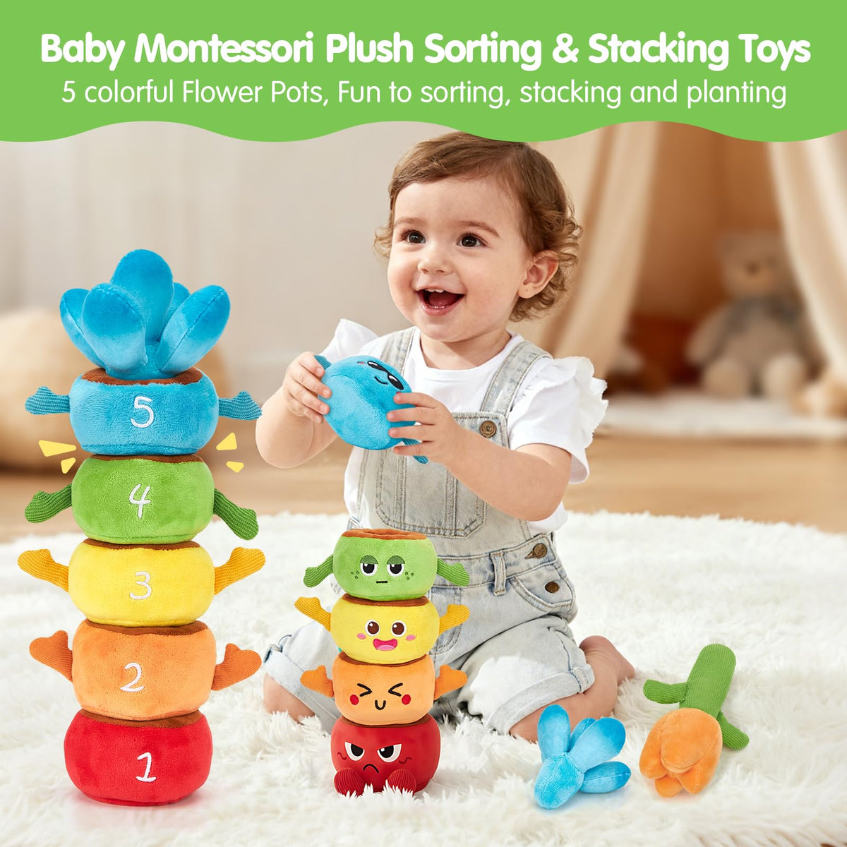 Hahaland plush flower pots with friendly faces for emotional play