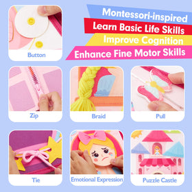 Hahaland Princess Busy Board crowning moment page supports role-play confidence.