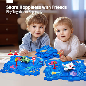 Hahaland Puzzle Racer cars move along the track, encouraging planning and sequence skills