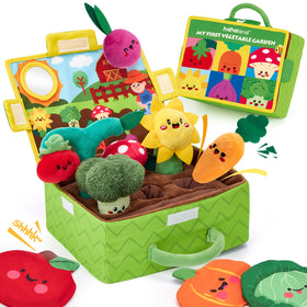 hahaland Sensory Garden carrot plush inviting tactile exploration for babies