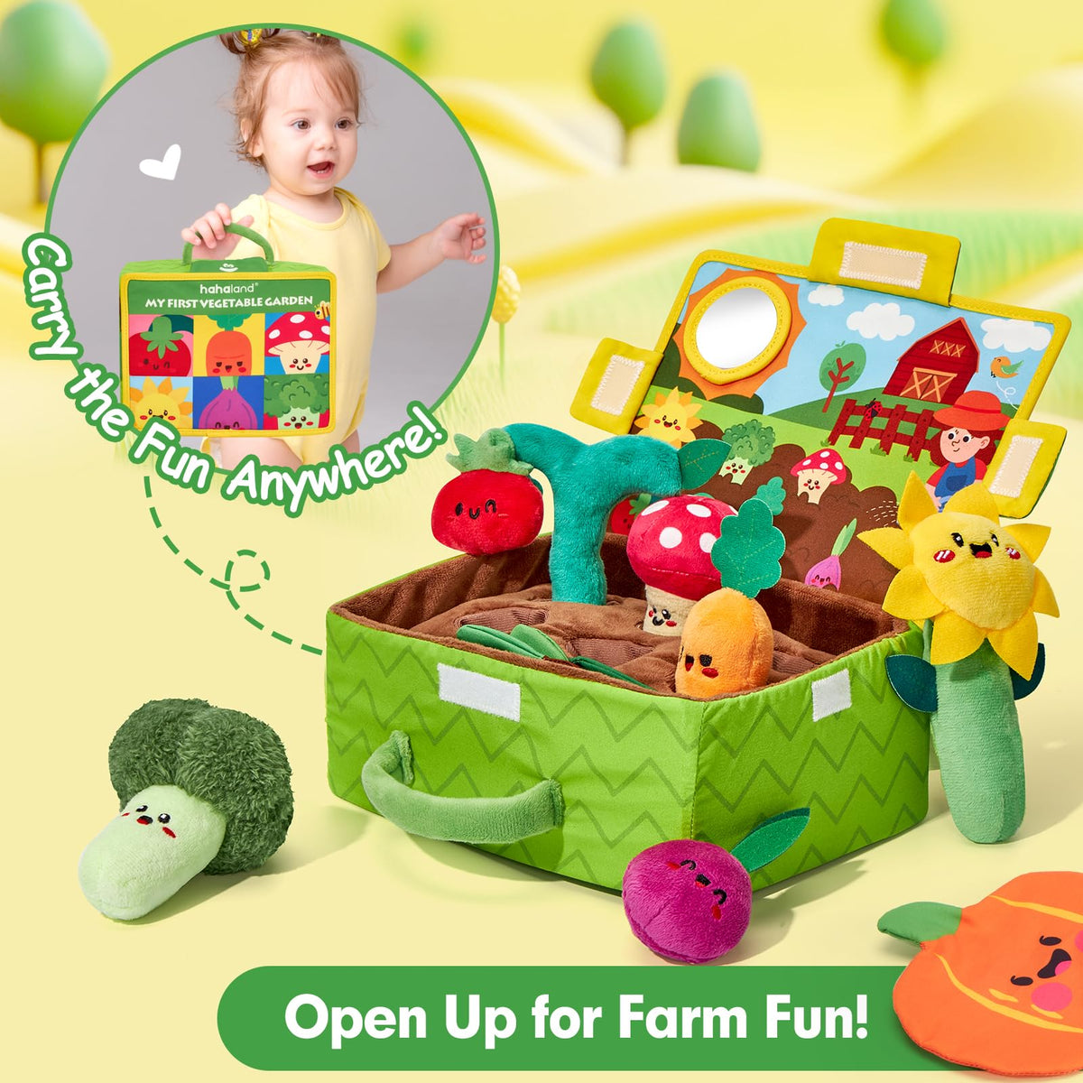 hahaland Sensory Garden mirror plush encourages self-view during play