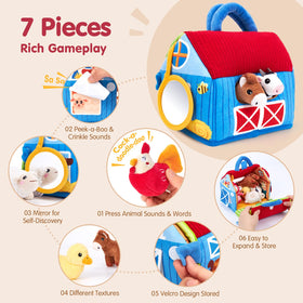 Hahaland pig plush with sounds encourages tactile learning.