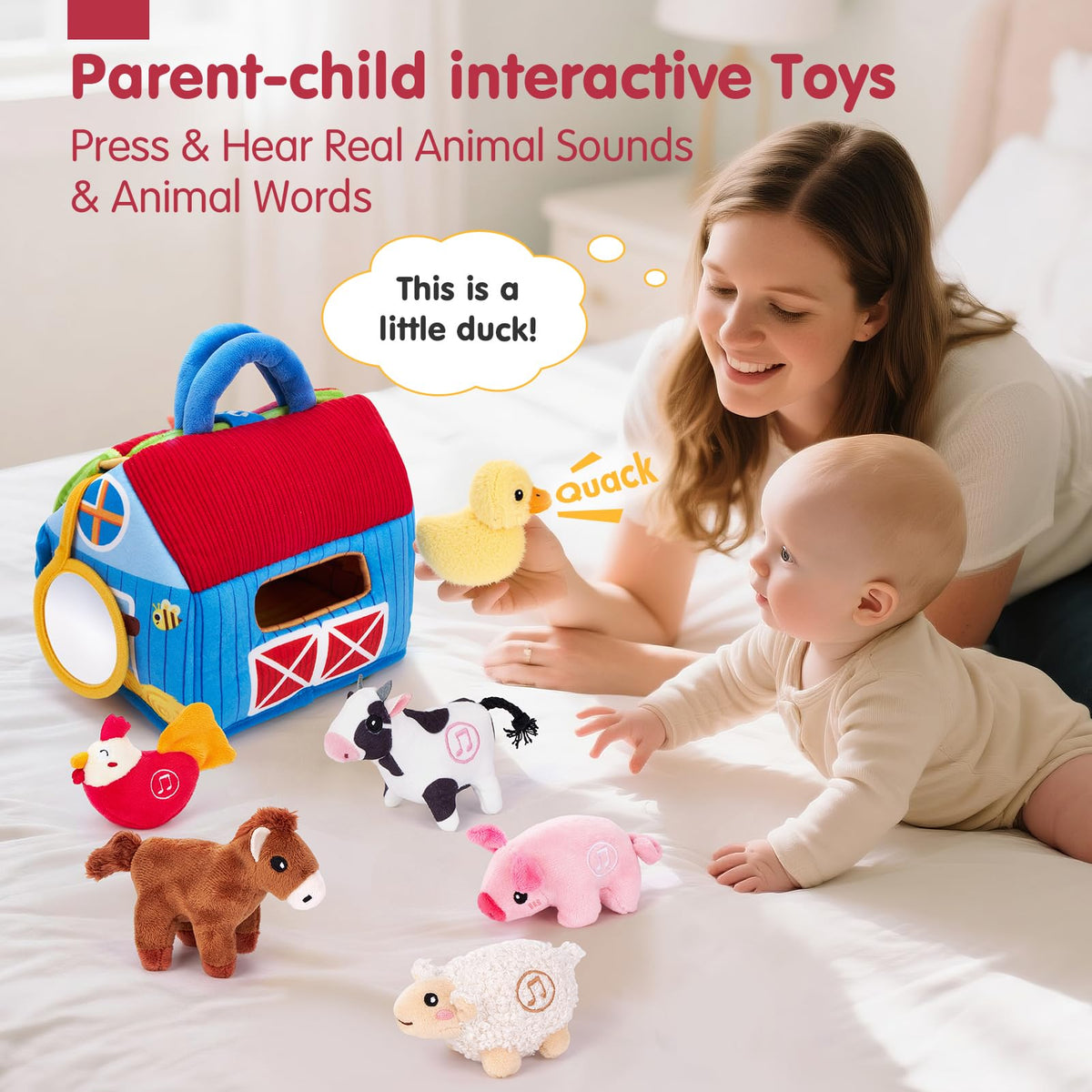 Hahaland sheep plush with soft textures invites imaginative play.