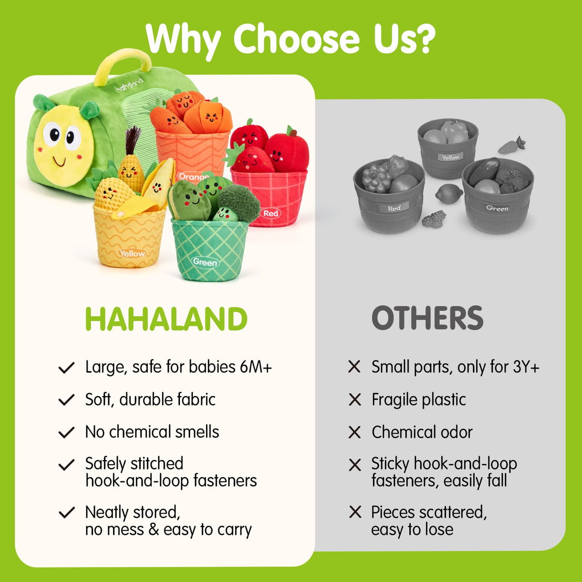 Hahaland soft-non-toxic-fabrics provide drool-friendly textures for little hands.