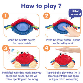 Hahaland soft plush crab toy is gentle on baby's skin.